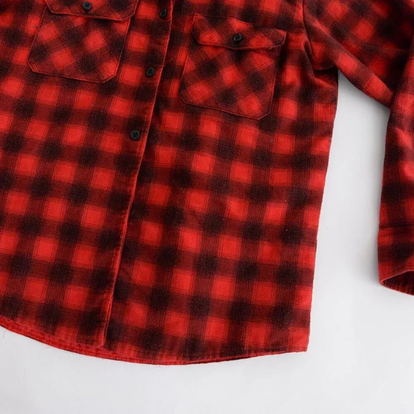 Vintage 70S Red & Black Buffalo Plaid Gorpcore Flannel Lined Button Up Shacket M - Picture 6 of 16